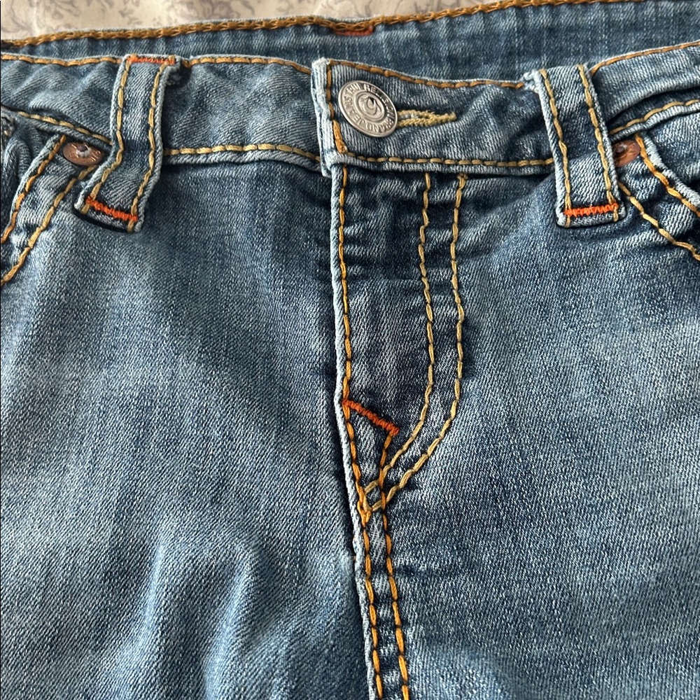 True Religion Blue Denim Jeans with Contrast Stitching Ankle/cropped - Picture 7 of 8